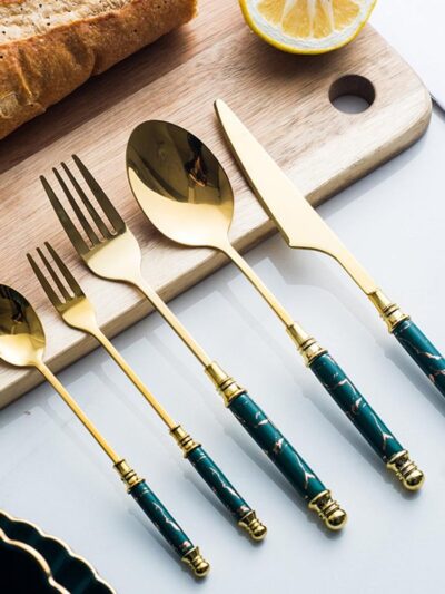 Stainless Steel & Ceramic Tableware Set