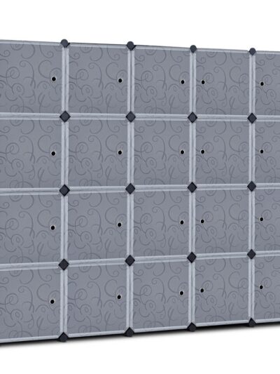 36x36CM Cube Storage Organizer Wardrobe with Door 20 Cubes Portable Closet Armoire DIY Modular Cabinet Shelves[US-Stock]