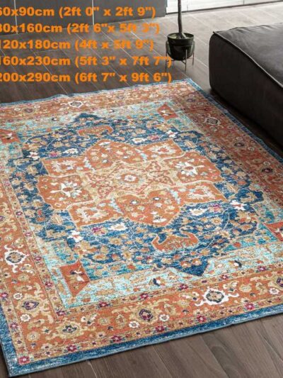 Vintage Bohemian Carpet for Living Room Rectangle Area Rugs Persian Style Rectangle Area Rugs Soft Non-Slip Bedroom Study Mats