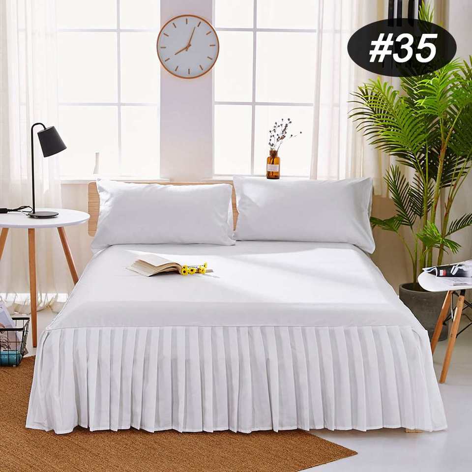 Solid Color Polyester Bedspread Fitted Sheet Cover Soft Non-Slip - Image 2