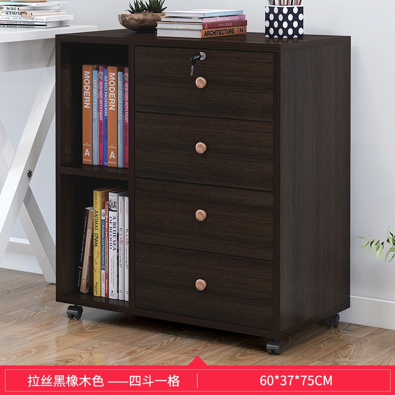 Wooden office file cabinet mobile floor low storage data activity lock drawer - Image 12