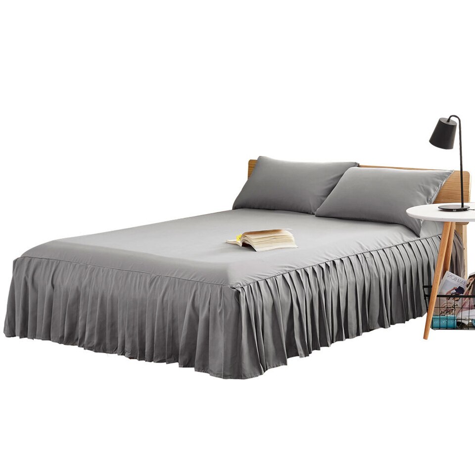 Solid Color Polyester Bedspread Fitted Sheet Cover Soft Non-Slip - Image 8