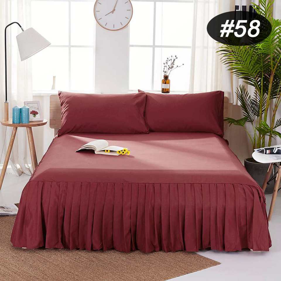 Solid Color Polyester Bedspread Fitted Sheet Cover Soft Non-Slip - Image 7