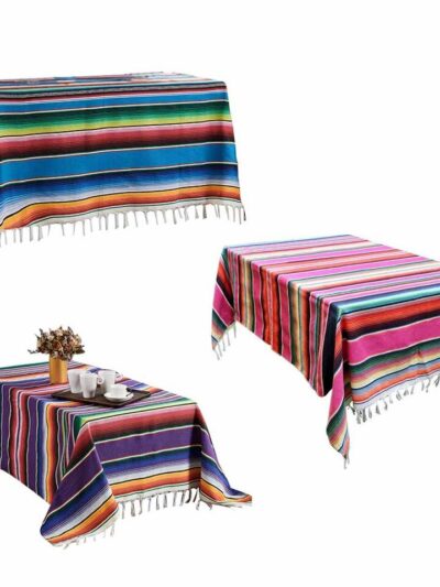 Ethnic Style Table Cloth Beach Blanket Cotton Mexican Indian Handmade Rainbow Blanket Home Tapestry Beach Picnic Mat