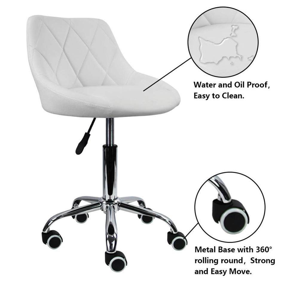 KKTONER Mid-Back Swivel Height Adjustable Computer Home Office Ergonomic Chair (White) - Image 5