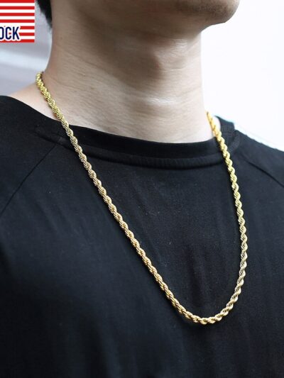 3/5/7mm Twisted Rope Chain Necklace Stainless