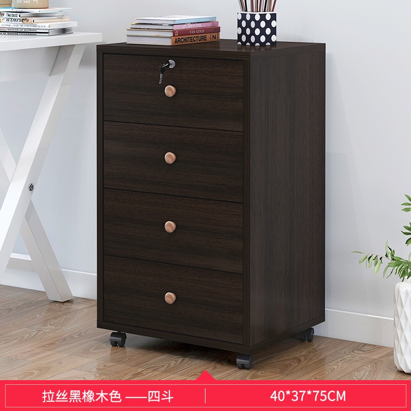 Wooden office file cabinet mobile floor low storage data activity lock drawer - Image 22