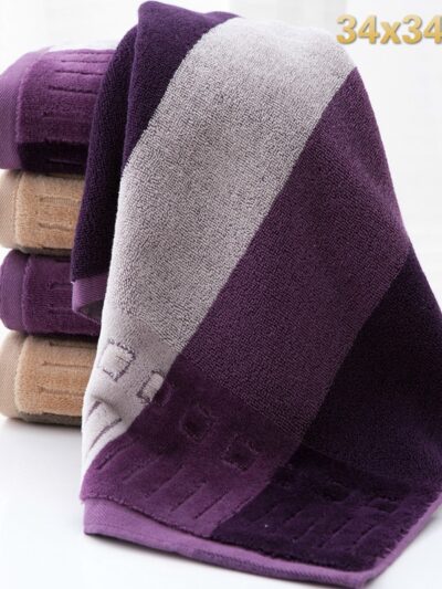 Square 34cm Cotton Dark Striped Hand Towel Not Lint Quality Handkerchief Cleaning Towel