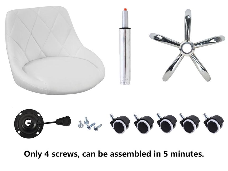 KKTONER Mid-Back Swivel Height Adjustable Computer Home Office Ergonomic Chair (White) - Image 4