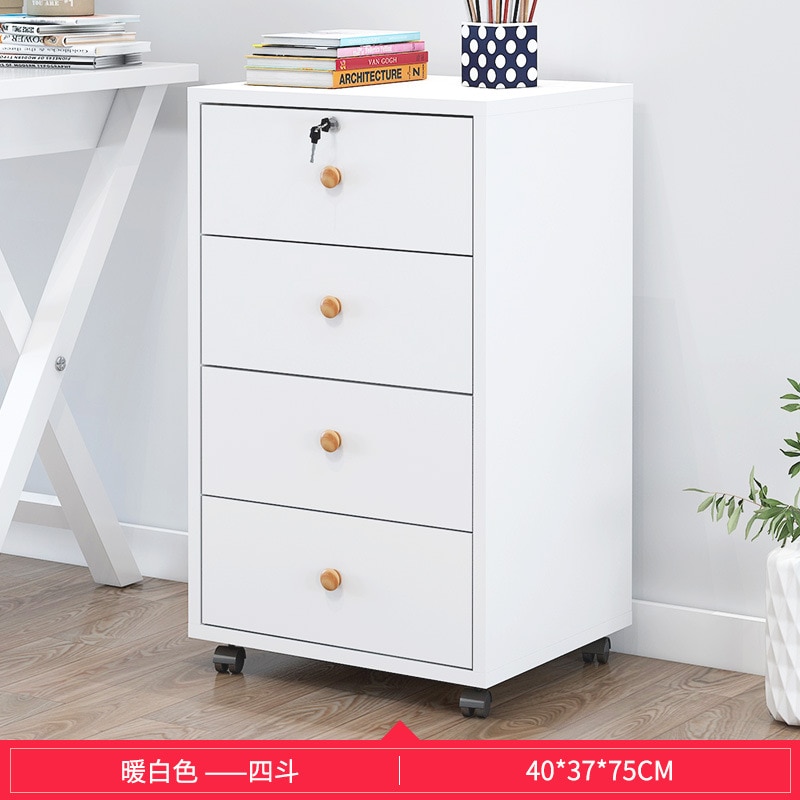 Wooden office file cabinet mobile floor low storage data activity lock drawer - Image 19