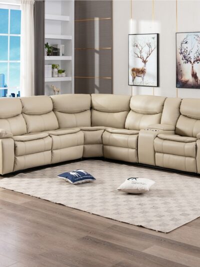 Luxury Leather Reclining Sectional Sofa Set
