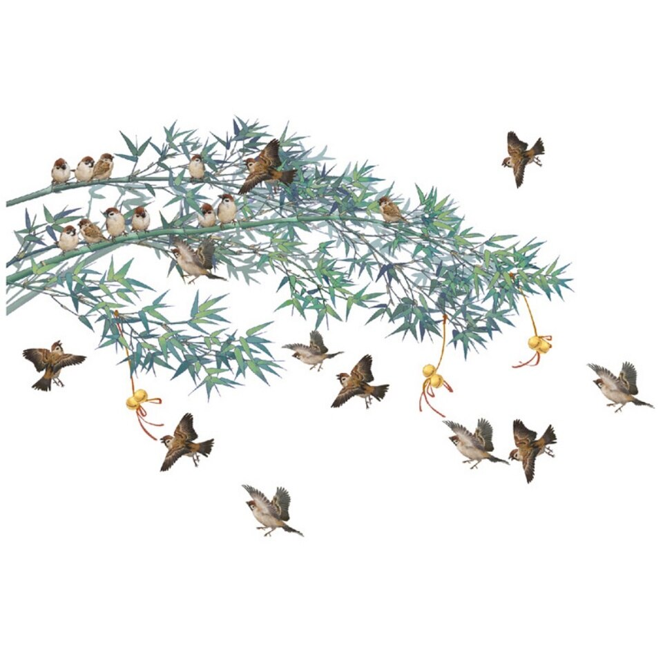 Bamboo Leaves Birds Wall Sticker Decals - Image 4