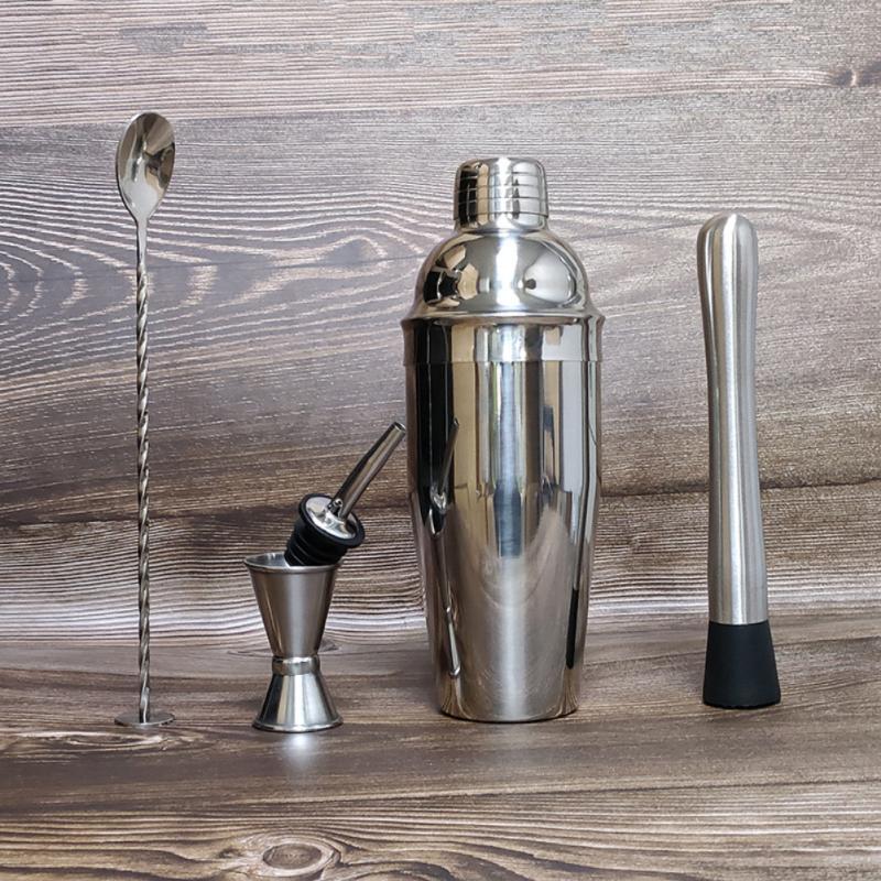 Stainless Steel Cocktail Shaker Set Mixer Strainer Ice Tongs Mixing Spoon Jigger Pourer Muddler Corkscrew - Image 8
