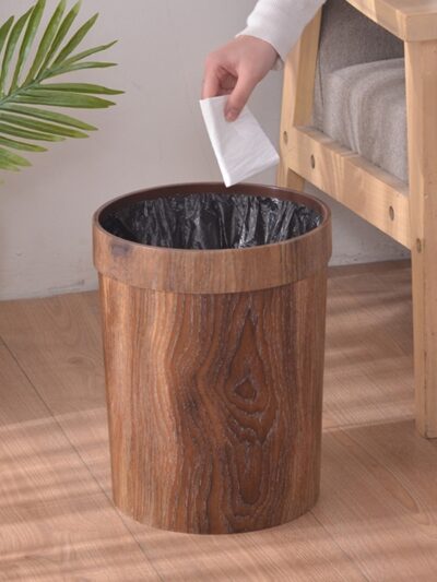 Retro Creative Wood Grain Trash Can