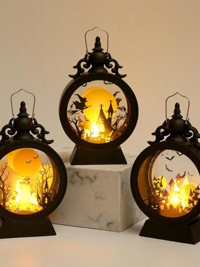 Halloween Witch Pumpkin Lantern Portable LED Vintage Castle Lantern