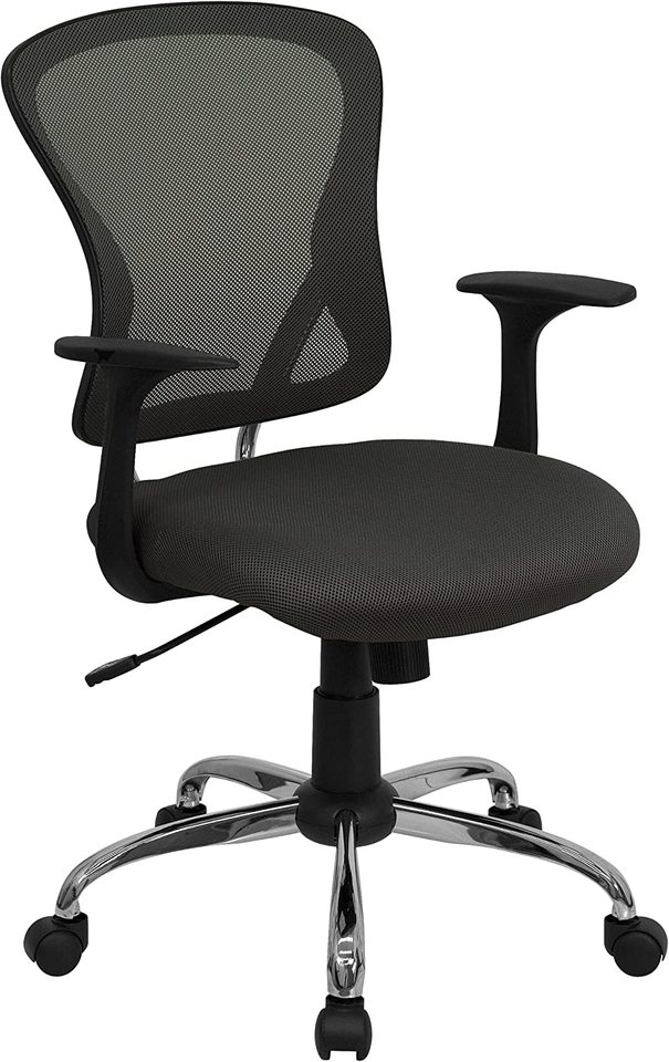 Flash Furniture Mid-Back Burgundy Mesh Swivel Task Office Chair with Chrome Base and Arms - Image 7