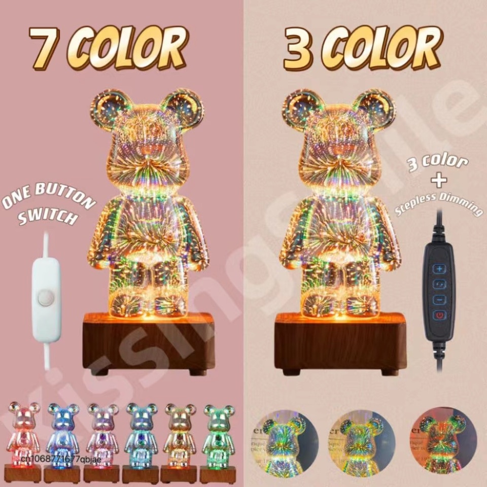 LED 3D Bear Firework Glass Lamp - Image 6