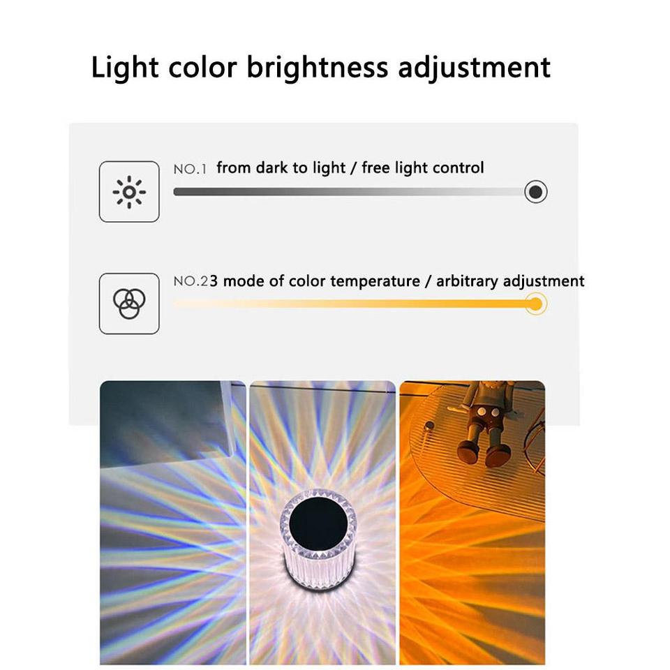 Dimmable LED Crystal Night Light Acrylic 3 Adjustable Brightness 3 Modes Crystal Diamond Table Lamp - Image 7