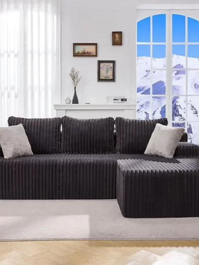 Modular L-Shaped 3-Seat Sectional | Memory Foam with Deep Seating & Storage Modules | Living Room Sofa