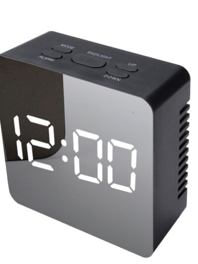 Hot! LED Mirror Table Clock Square Digital Alarm Snooze Display Time Night Light