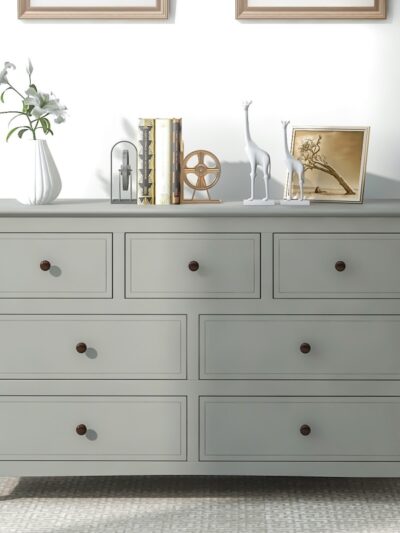 7 Drawers Solid Wood Dresser,Gray