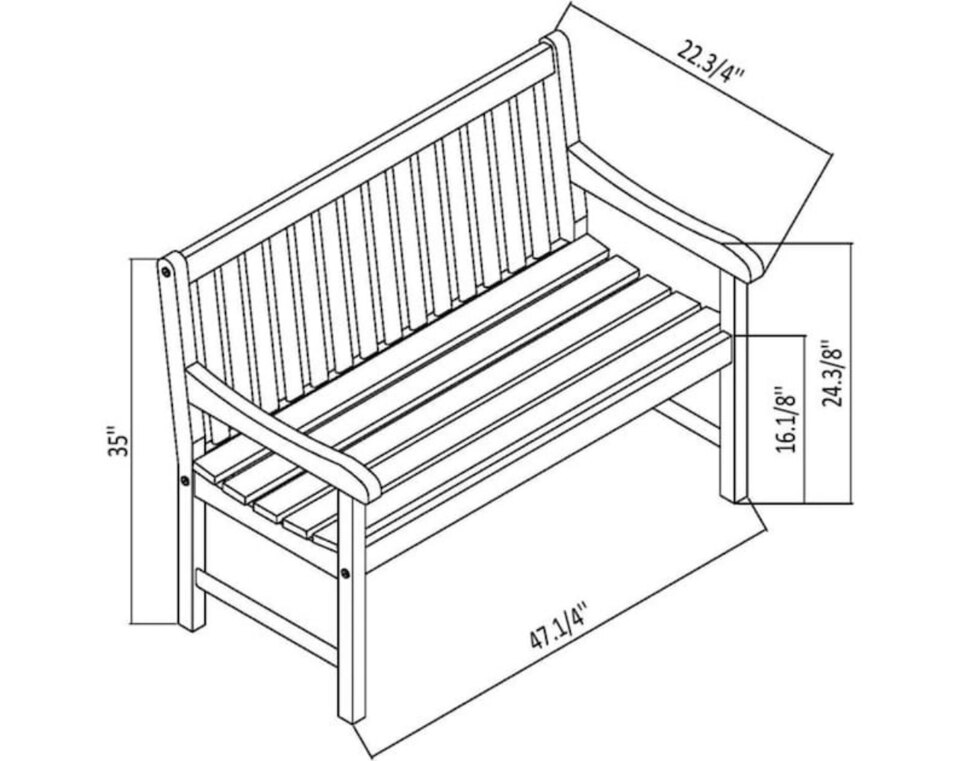 4-Feet Patio Wood Bench Garden Outdoor Bench with Eucalyptus Wood - Image 5