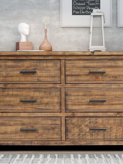 Home Modern Wooden Furniture Reclaimed Solid Wood Farmhouse 6 Drawers Wide Dresser Furniture For Bedroom Living Room Wardrobe