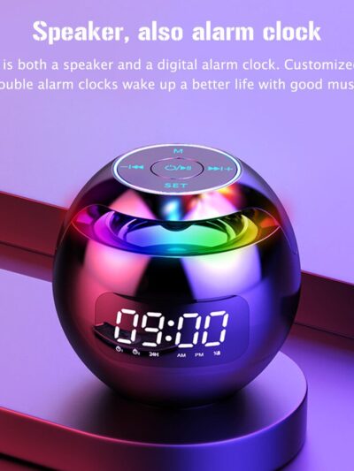 Spherical Music Player Clock Bluetooth-compatible 5.0 Speaker LED Screen Wake Up Clocks