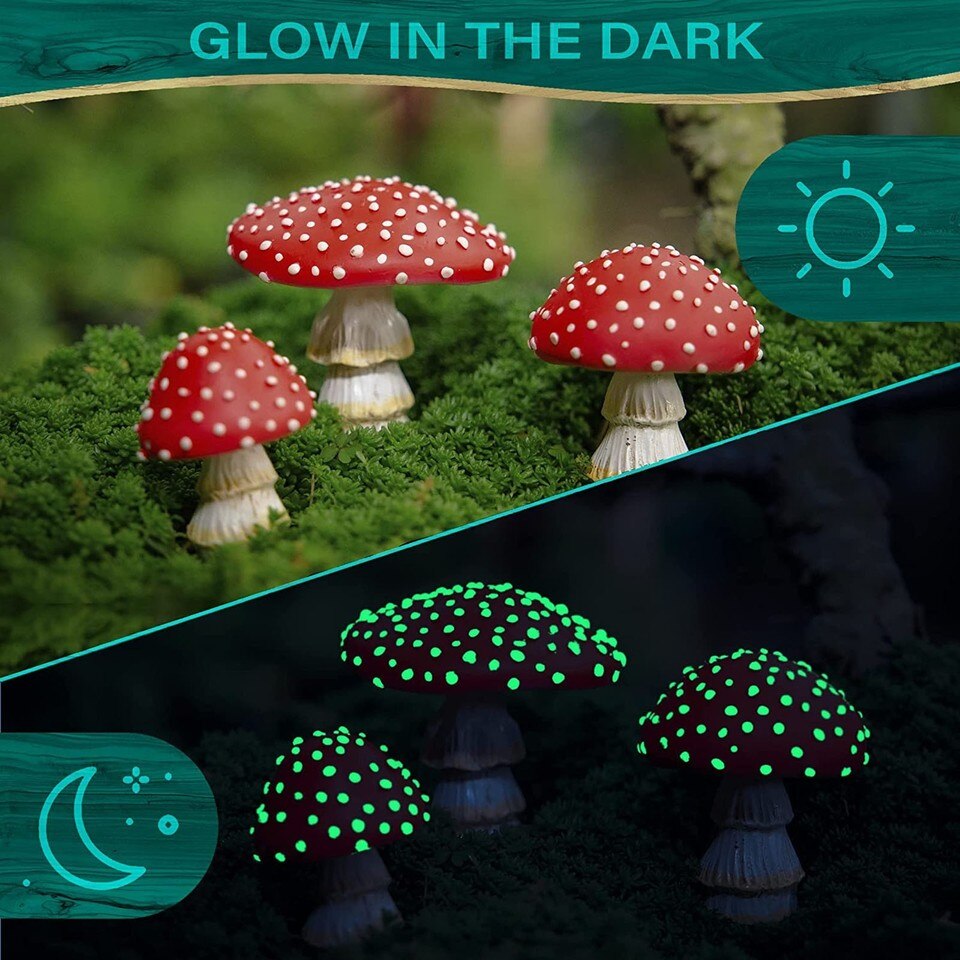 3PCS Fairy Garden Miniatures Mini Mushroom - Image 5