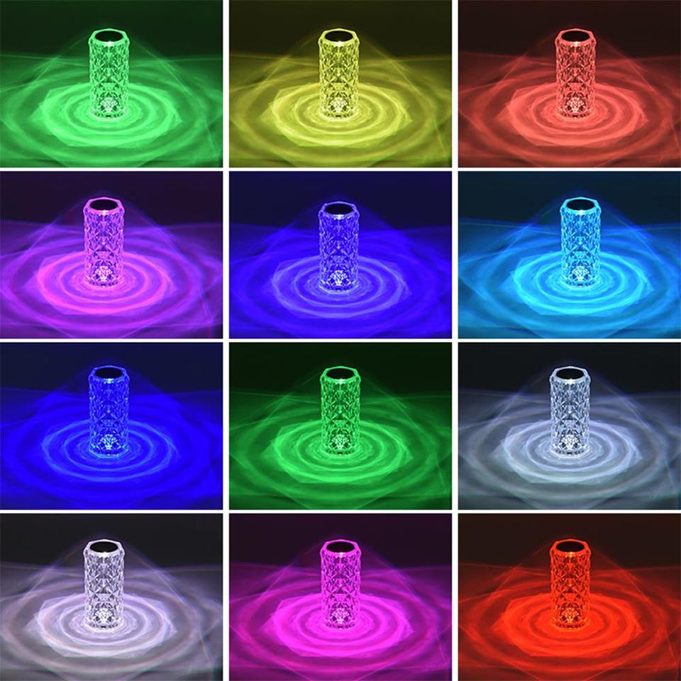 Dimmable LED Crystal Night Light Acrylic 3 Adjustable Brightness 3 Modes Crystal Diamond Table Lamp - Image 2