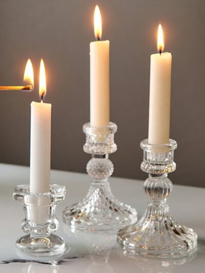 Clear Glass Candle Holders Wedding Table Centerpiece