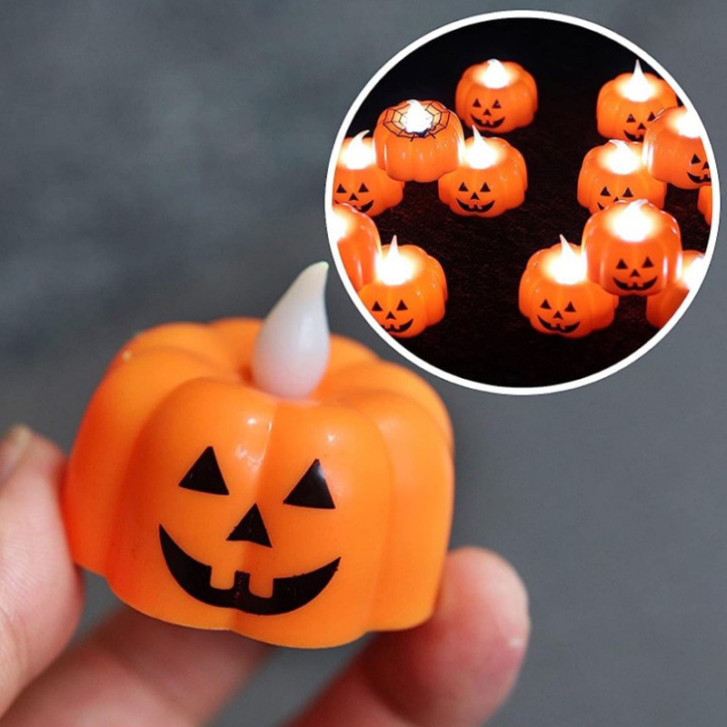 Halloween Pumpkin Candle Light Halloween Party Supplies LED Light Lantern Lamp Ornaments Props H - Image 3