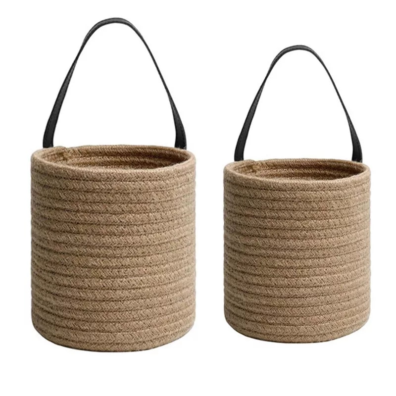2pcs Natural Cotton Rope Hanging Jute Wicker Basket For Plants or whatever you fancy - Image 4