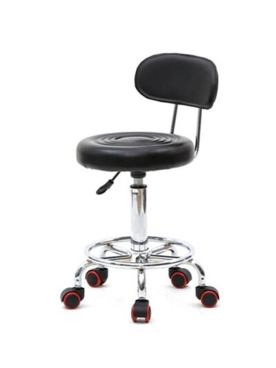 US Ready Stock Rolling Swivel Pu Leather Salon Stool Chair With Back Support For Office