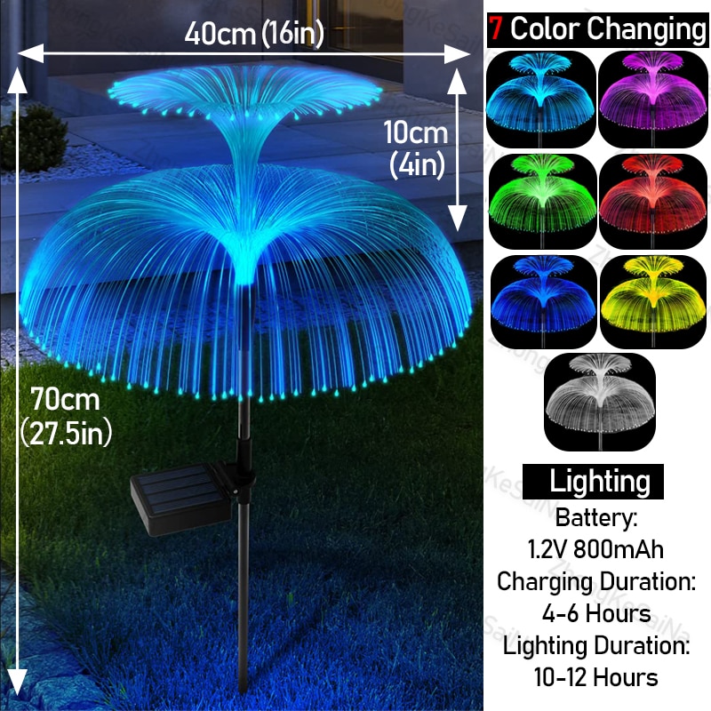 6/3/1Pcs Led 7Colors Solar Garden Lights Outdoor Waterproof Lawn Lights Fiber Optic - Image 4