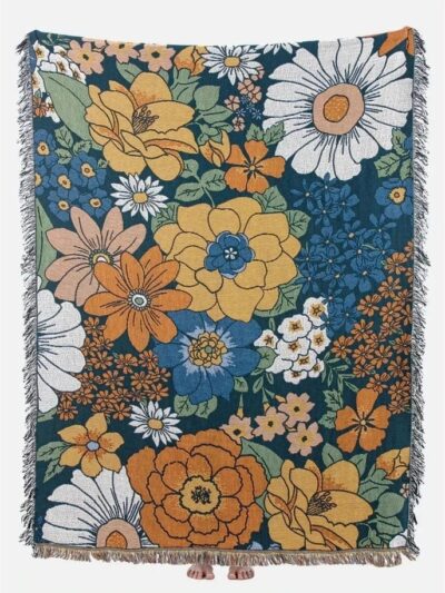 Boho Floral Blankets For Beds Sofa Summer Bed Throw Cover Aesthetic Soft Cotton