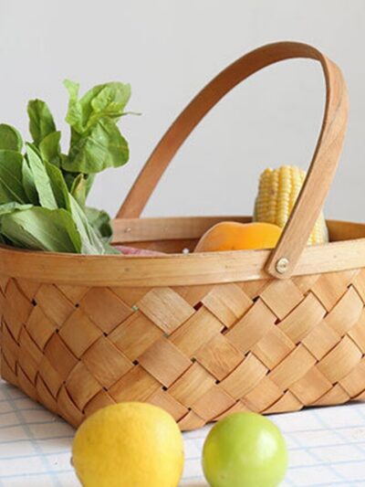Desktop Storage Basket Fruit Vegetable Basket Bread Basket Hand Woven Bamboo