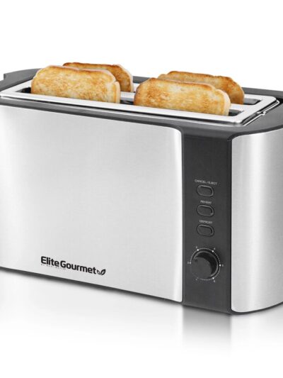 Elite Cuisine Elite Gourmet ECT-3100 4 Slice Long Toaster Bread Toaster