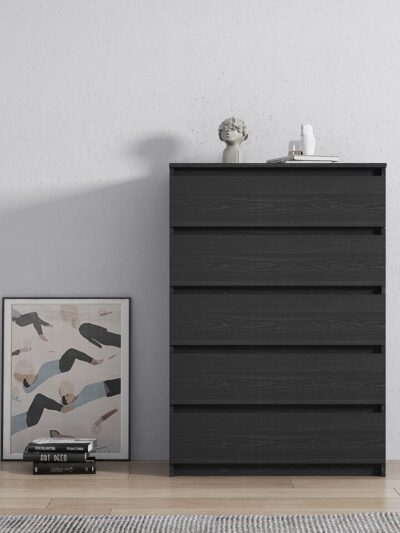 5-drawer Dresser on Metal Slides Night Stands in Black Woodgrainvisit the Home Square Store 27.93" W x16.53" Dx43.9" H