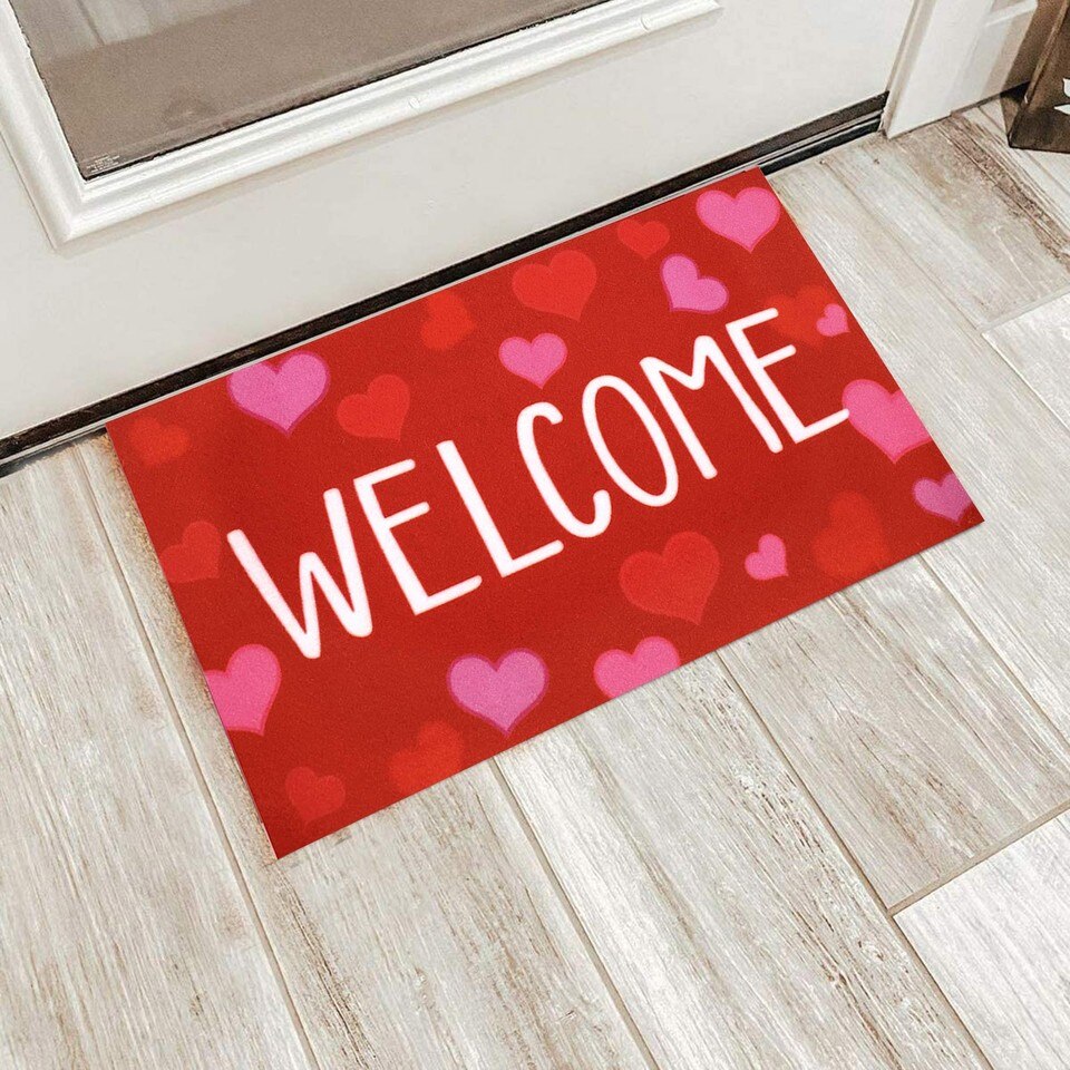 Valentine's Day Door Mat Heart Print Welcome - Image 16