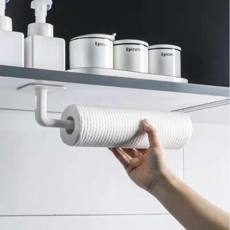 Paper Towel Holder Wall Mounted Hooks Kitchen Storage Organizer