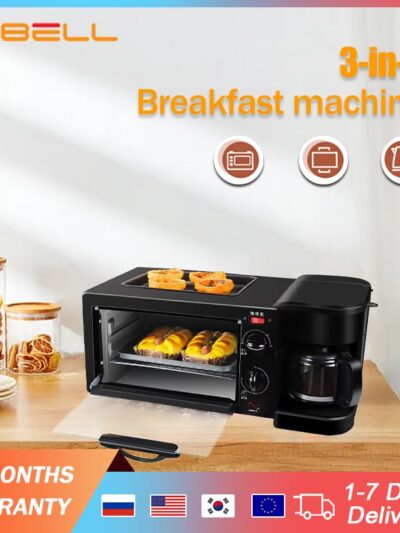TABELL 3 in 1 Breakfast Machine Bread Maker Toaster Electric Mini Oven Hot Dog Machine Kitchen