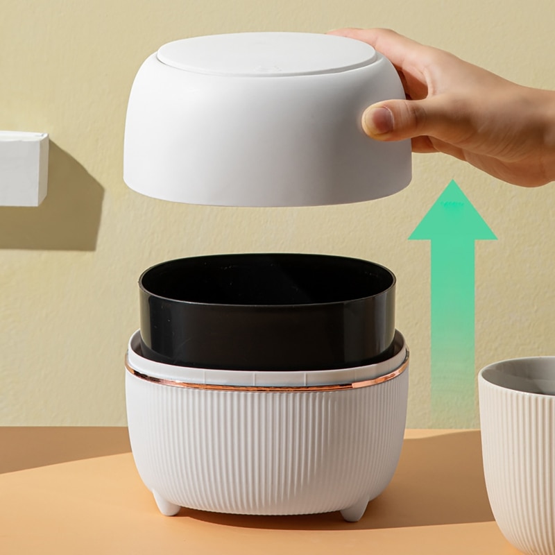 Small Waste Bin Desktop Garbage Basket Home Table Plastic Office Supplies - Image 7