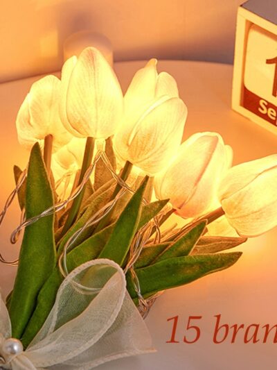 Tulips Artificial Flowers LED Night Light Interior Decoration Bouquet Lamp Simulation Tulip Table Lamp Bedside Atmosphere Light