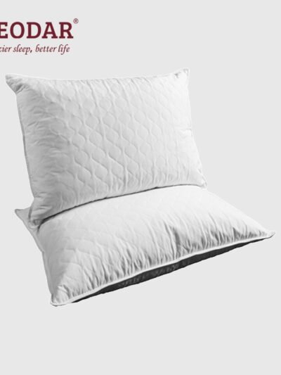Deodar Luxury Quilted Goose Feather Down Filled Neck Pillow 100% Cotton Skin-Friendly Breathable Fabric Pillow Core