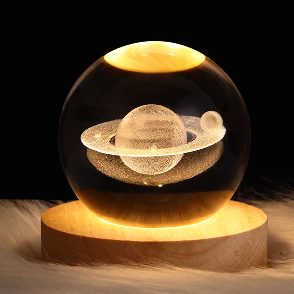 Unique Glowing Planetary GalaxyAstronaut Crystal Ball Night Lights USB Power Warm Bedside Light