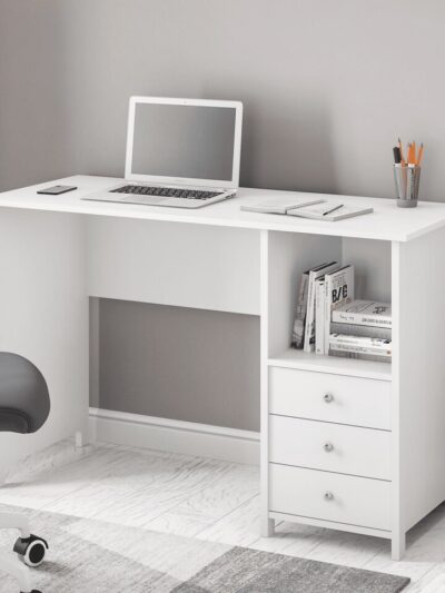 Techni Mobili Contemporary Desk with 3 Storage Drawers, White