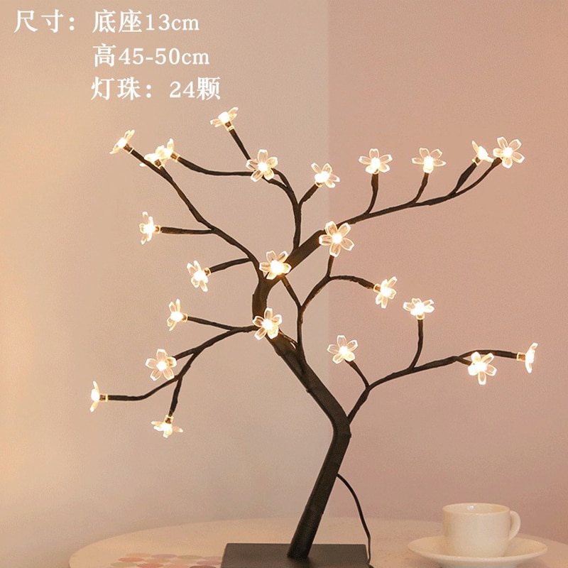 24 LED Rose Flower Tree Lights USB Table Lamp Fairy Maple Leaf Night Light - Image 9