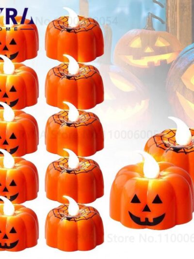 Halloween Pumpkin Candle Light Halloween Party Supplies LED Light Lantern Lamp Ornaments Props H