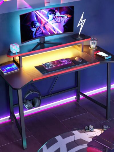 50.3" Gaming Desk Computer Office Table with LED Lights